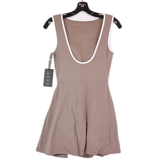 NWT Abercrombie YPB Tie Game Dress with Built-In Shorts & Shelf Bra in Brown (S) - Picture 2 of 8
